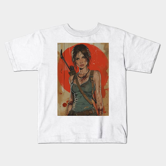 Tomb Raider Remastered Artwork Kids T-Shirt by peculiarbutcute